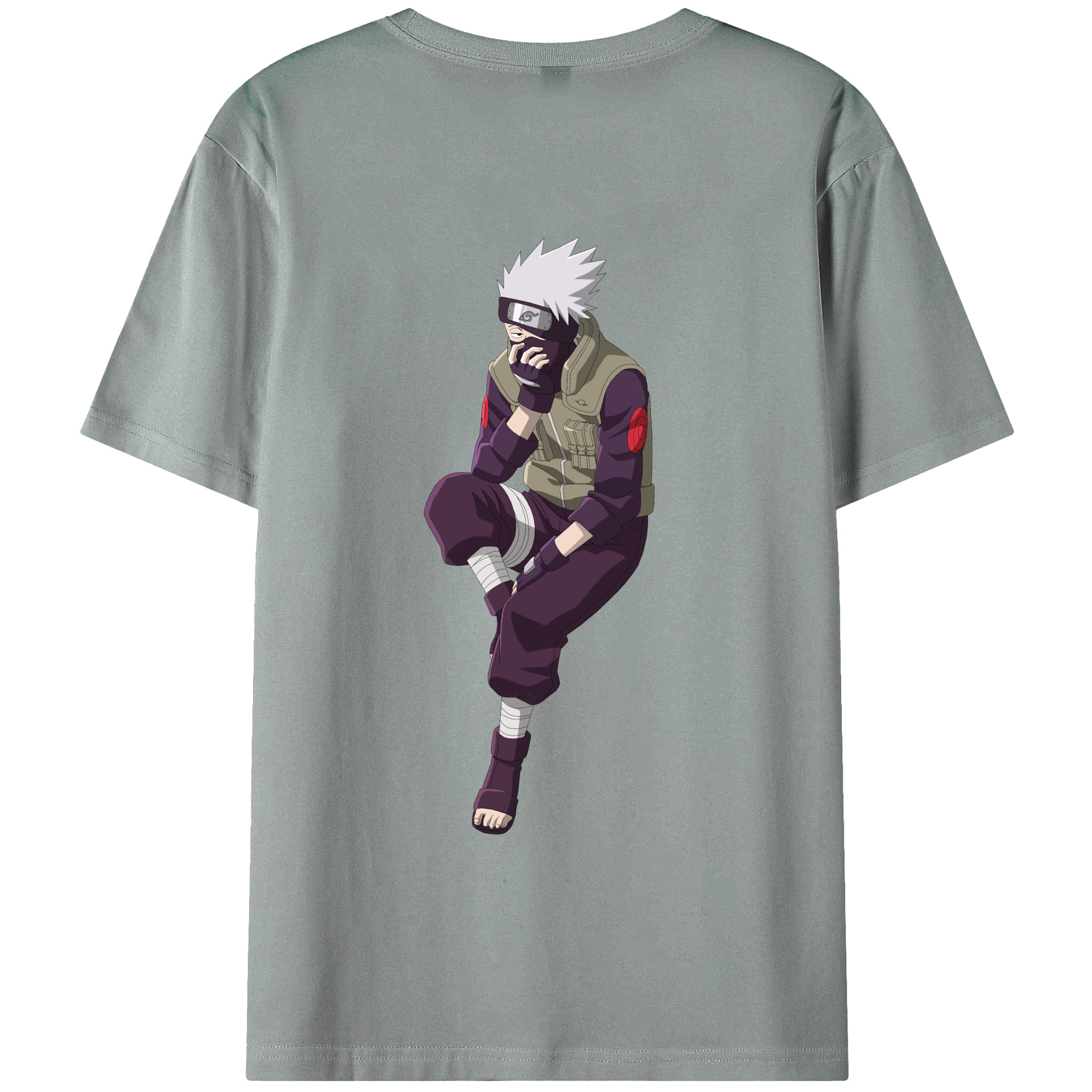 （画像用） NARUTO -ナルト- はたけ カカシ Hatake Kakashi 綿100％ メンズ半袖Tシャツ（バックプリント） 通気性